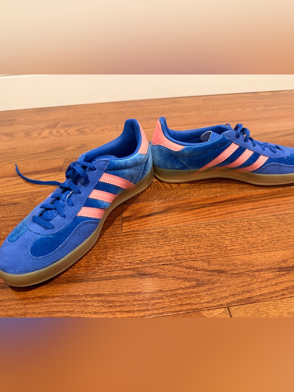 adidas Blue and Pink Gazelle Suede/Velvet Sneakers
